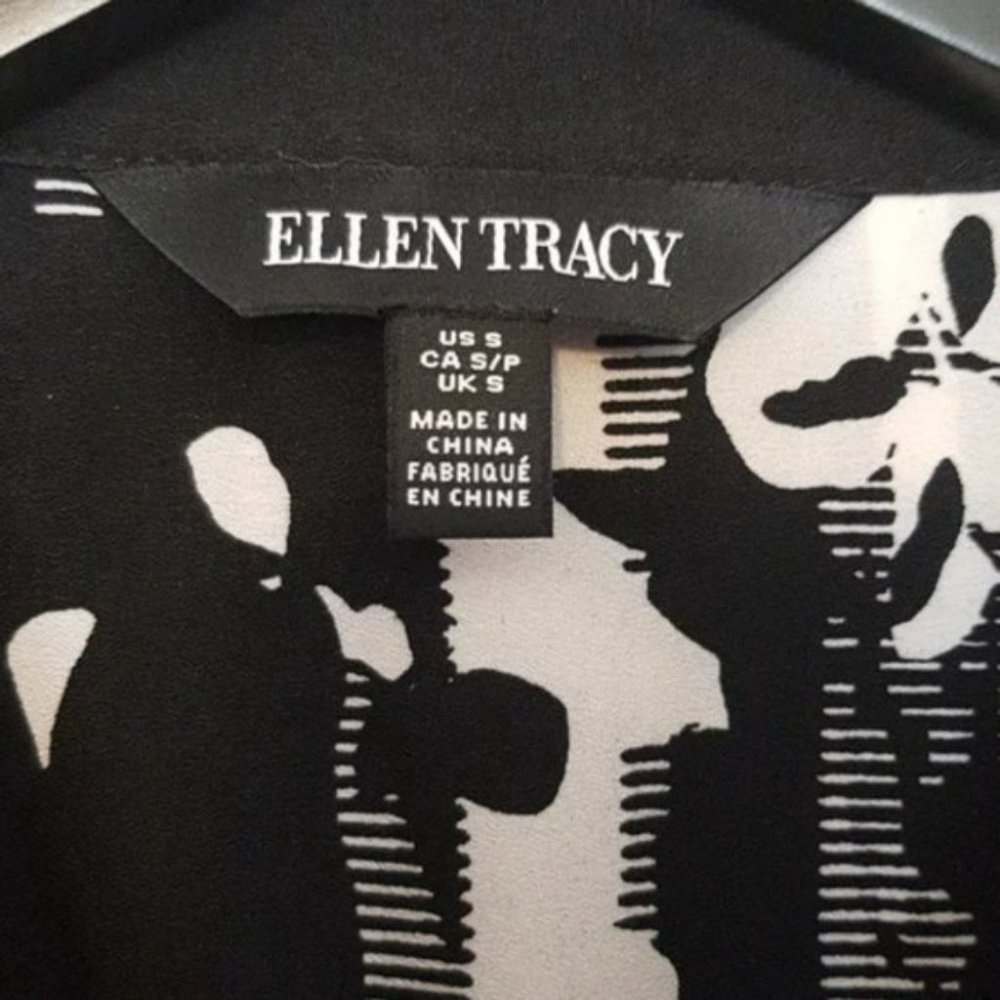 Ellen Tracy black and white floral button down shirt - Picture 5 of 5